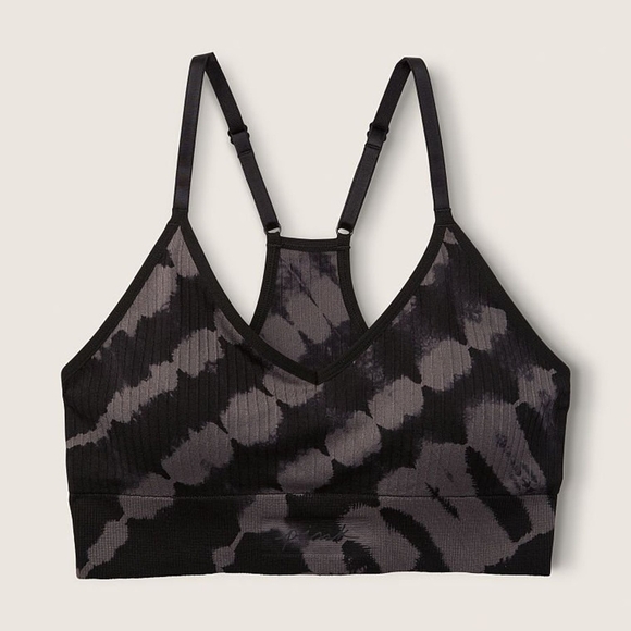 VS Pink Tie Dye Black Seamless Lightly Lined Low Impact Sports Bra S DD - Picture 1 of 6